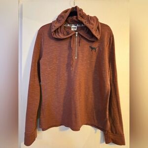 PINK‎ Victoria Secret Pullover Hoodie 1/4 Zip Long Sleeve Pink Dusty Rose Size M